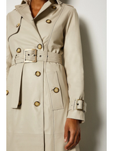 Load image into Gallery viewer, Womens Stylish Beige Leather Trench Coat
