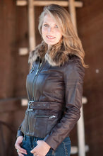 Load image into Gallery viewer, Womens Glamorous Body Fitted Brown Leather Jacket
