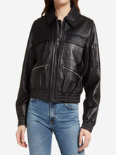 Load image into Gallery viewer, Women’s Black Bomber Leather Jackets
