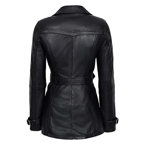 Women’s Dark Black Skin Fit Leather Jacket