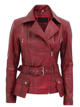 Load image into Gallery viewer, Women Stylish Maroon Biker Jacket
