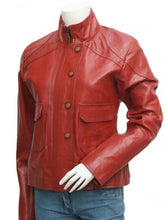 Load image into Gallery viewer, Womens Glamorous Red Biker Leather Jacket
