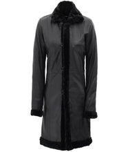 Load image into Gallery viewer, Womens Elegant Leather Shearling Long Coat
