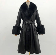 Load image into Gallery viewer, Womens Luxurious Leather Trench Coat With Synthetic Fur
