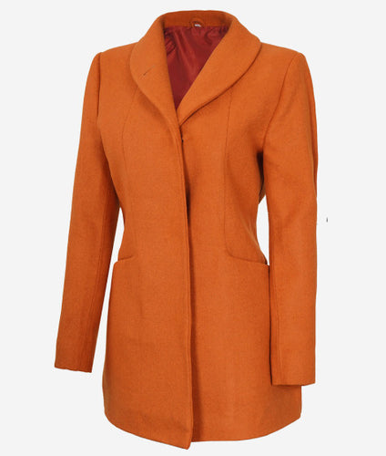 Women's  3/4 Length Rust Wool Coat