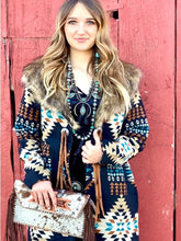 Load image into Gallery viewer, Beth Dutton Yellowstone Kelly Reilly Blue Tribal Coat
