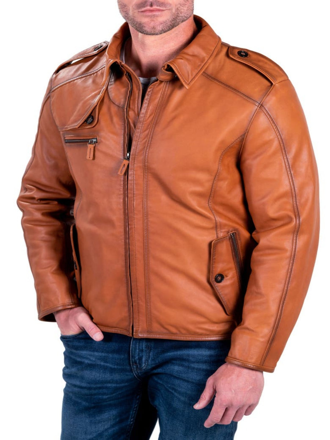 Mens Glamorous Brown Leather Jacket