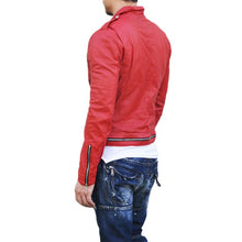 Load image into Gallery viewer, Men&#39;s Motorcycle Red Leather Biker Jacket
