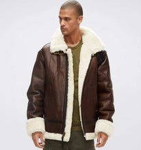 Load image into Gallery viewer, Mens Glamorous Shearling Bomber Leather Jacket
