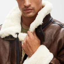 Load image into Gallery viewer, Mens Glamorous Shearling Bomber Leather Jacket
