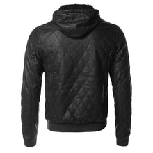 Load image into Gallery viewer, Men&#39;s Casual Quilted Black Biker Leather Jacket
