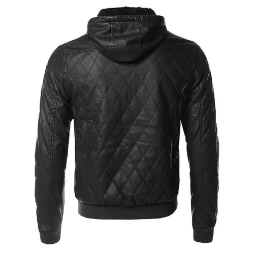 Men's Casual Quilted Black Biker Leather Jacket