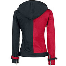 Load image into Gallery viewer, Women&#39;s Biker Black and Red Hooded Jacket
