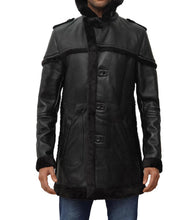 Load image into Gallery viewer, Mens Dark Black Shearling Leather Long Coat
