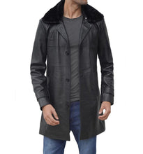 Load image into Gallery viewer, Mens Decent Black Shearling Leather Coat
