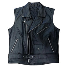 Load image into Gallery viewer, Mens Bret Hart Foundation Black Biker Leather Vest
