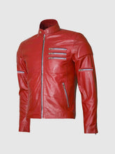 Load image into Gallery viewer, Men Classic Zipper Style Red Leather Jacket
