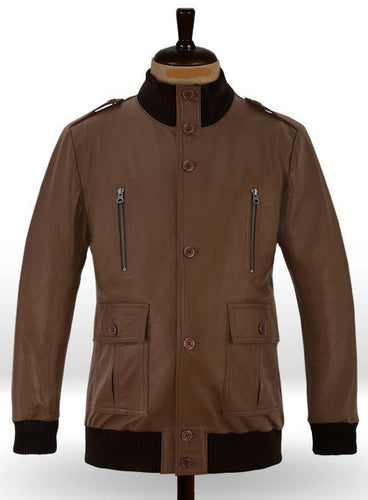 Cristiano Ronaldo Brown Leather Jacket