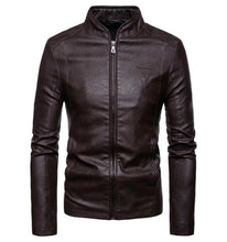 Load image into Gallery viewer, Mens Stand Collar Smooth Motocycle Jacket
