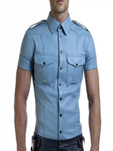 Load image into Gallery viewer, Mens Very Hot Genuine Blue Leather Shirt

