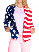 Load image into Gallery viewer, Women Independence Day American Flag Cotton Blazer
