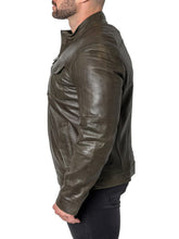 Load image into Gallery viewer, Mens Olive Green Leather Jacket
