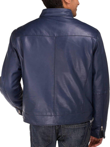 Mens Stylish Blue Leather Jacket