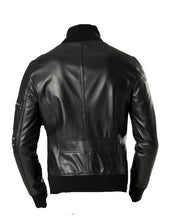 Load image into Gallery viewer, Mens Black Bomber Fashion Stylish Leather Jacket
