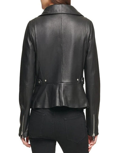 Womens Genuine Lambskin Leather  Moto Jacket
