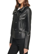 Load image into Gallery viewer, Womens Genuine Lambskin Leather  Moto Jacket
