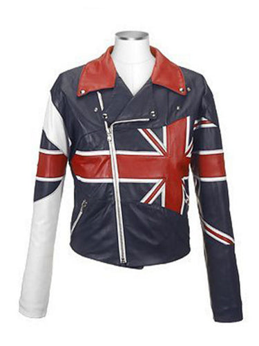 Unisex British Flag Motorcycle Leather Jacket