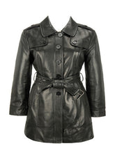 Load image into Gallery viewer, Women Equo Plus Size Black Leather Coat
