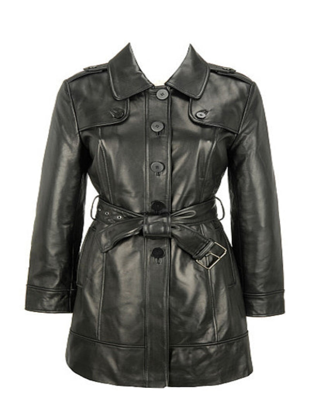 Women Equo Plus Size Black Leather Coat