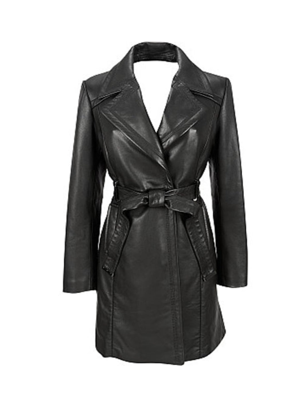 Women Black Dawn Trench Leather Coat