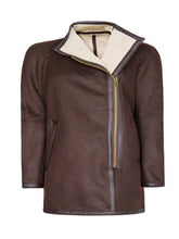 Load image into Gallery viewer, Unisex Brown shearling leather coat
