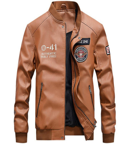 Men's Flygo Moto Bomber Leather Jacket