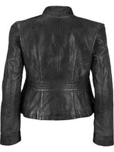 Load image into Gallery viewer, Woman&#39;s Atramentous Asymm BLack leather Jacket

