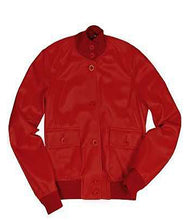 Load image into Gallery viewer, Women Red Bomber Leather Jacket
