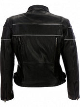 Load image into Gallery viewer, Women Black Motorcycle Biker Leather Jacket
