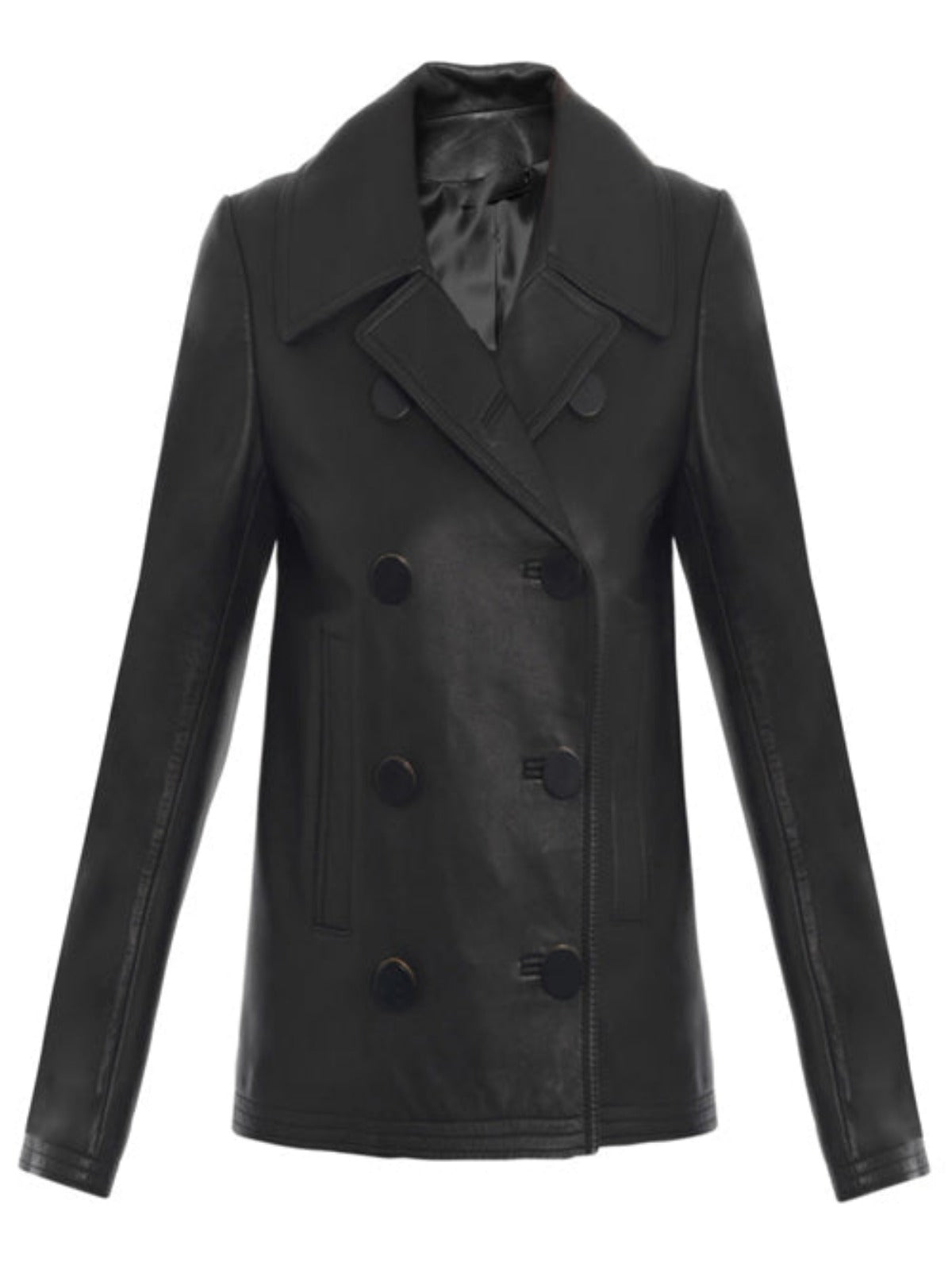 Unisex Black Leather Pea Coat – boneshia