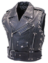 Load image into Gallery viewer, DESIGNER CHROMED OUT LEATHER MOTORCYCLE VEST
