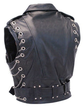 Load image into Gallery viewer, DESIGNER CHROMED OUT LEATHER MOTORCYCLE VEST

