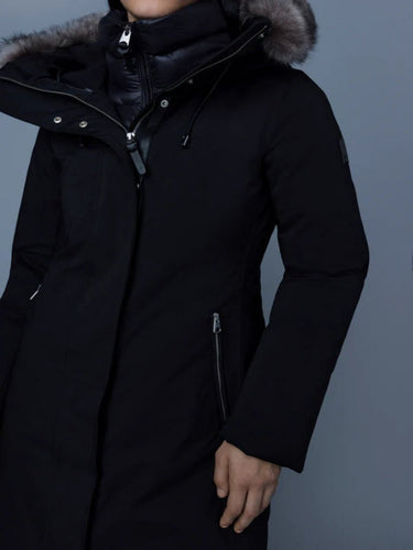 Womens Fitted Down Coat With Removable Bib