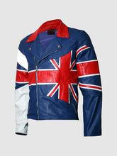 Load image into Gallery viewer, Men&#39;s Union Jack Flag Biker Leather Jacket
