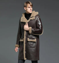Load image into Gallery viewer, Mens Shearling Winter Leather Thick Coat
