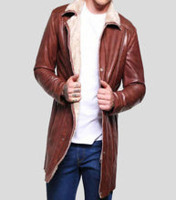 Load image into Gallery viewer, Mens Stylish Brown Mid-Length Shearling Coat
