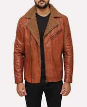 Load image into Gallery viewer, Mens Brown Real Sheepskin Leather Shearling Jacket
