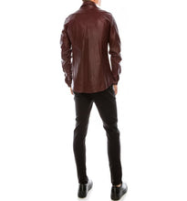 Load image into Gallery viewer, Mens Fashion Wear Real Burgundy Leather Shirt
