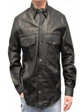 Load image into Gallery viewer, Mens Sophisticated Look Real Black Leather Shirt
