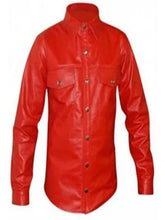 Load image into Gallery viewer, Mens Striking Look Real Red Leather Shirt
